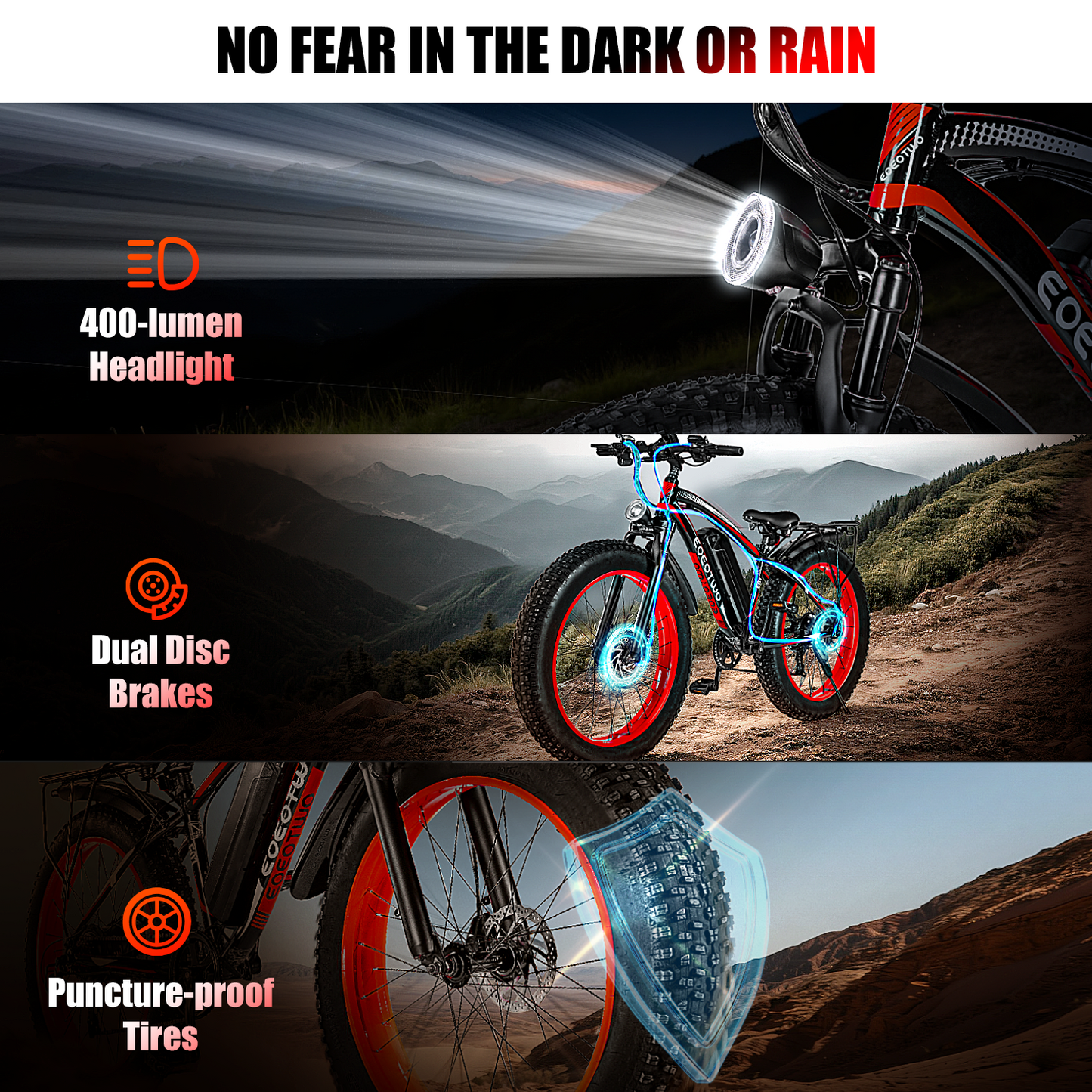 EOEOTWO 26" Fat Tire 1000W Electric Bike