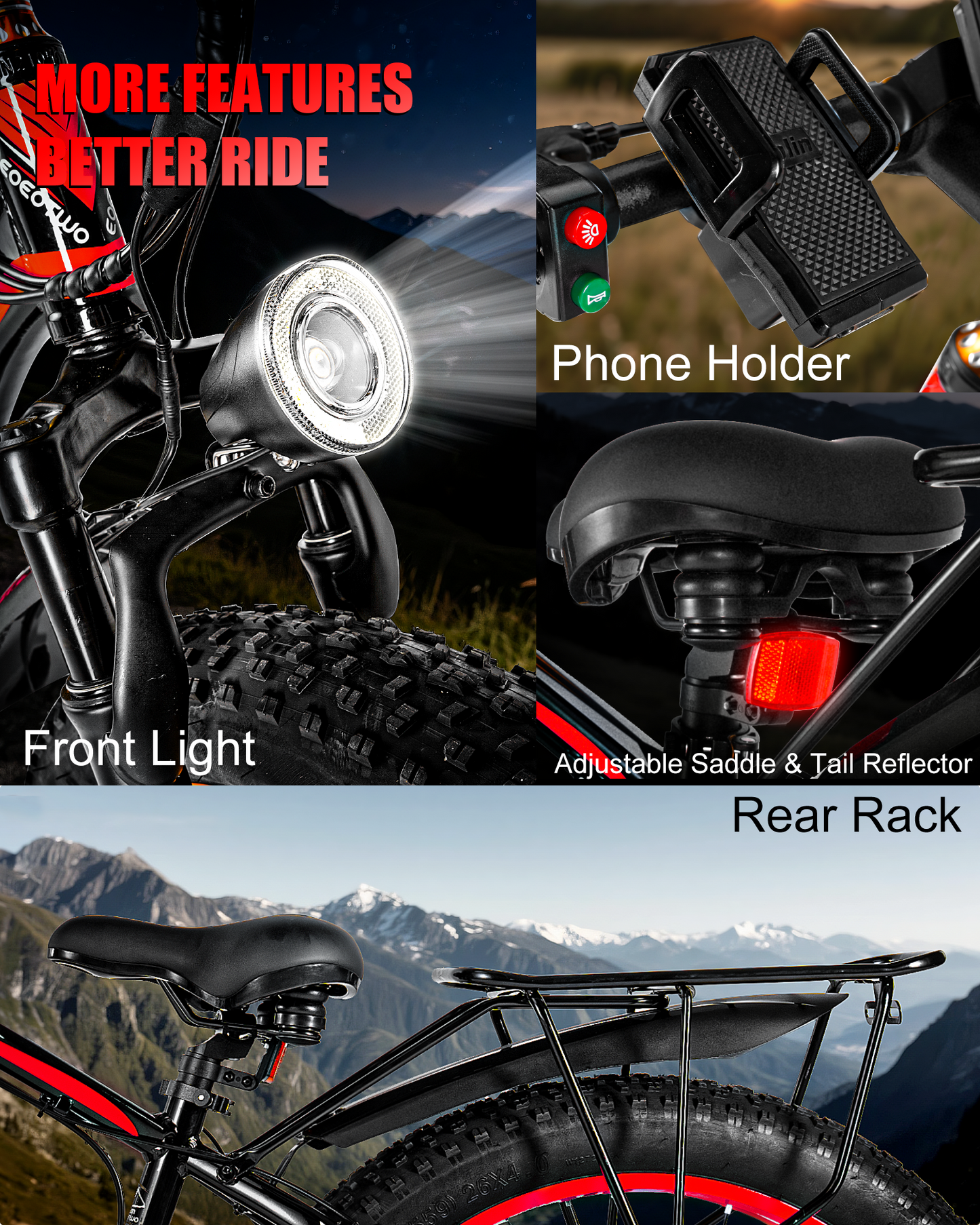 EOEOTWO 26" Fat Tire 1000W Electric Bike