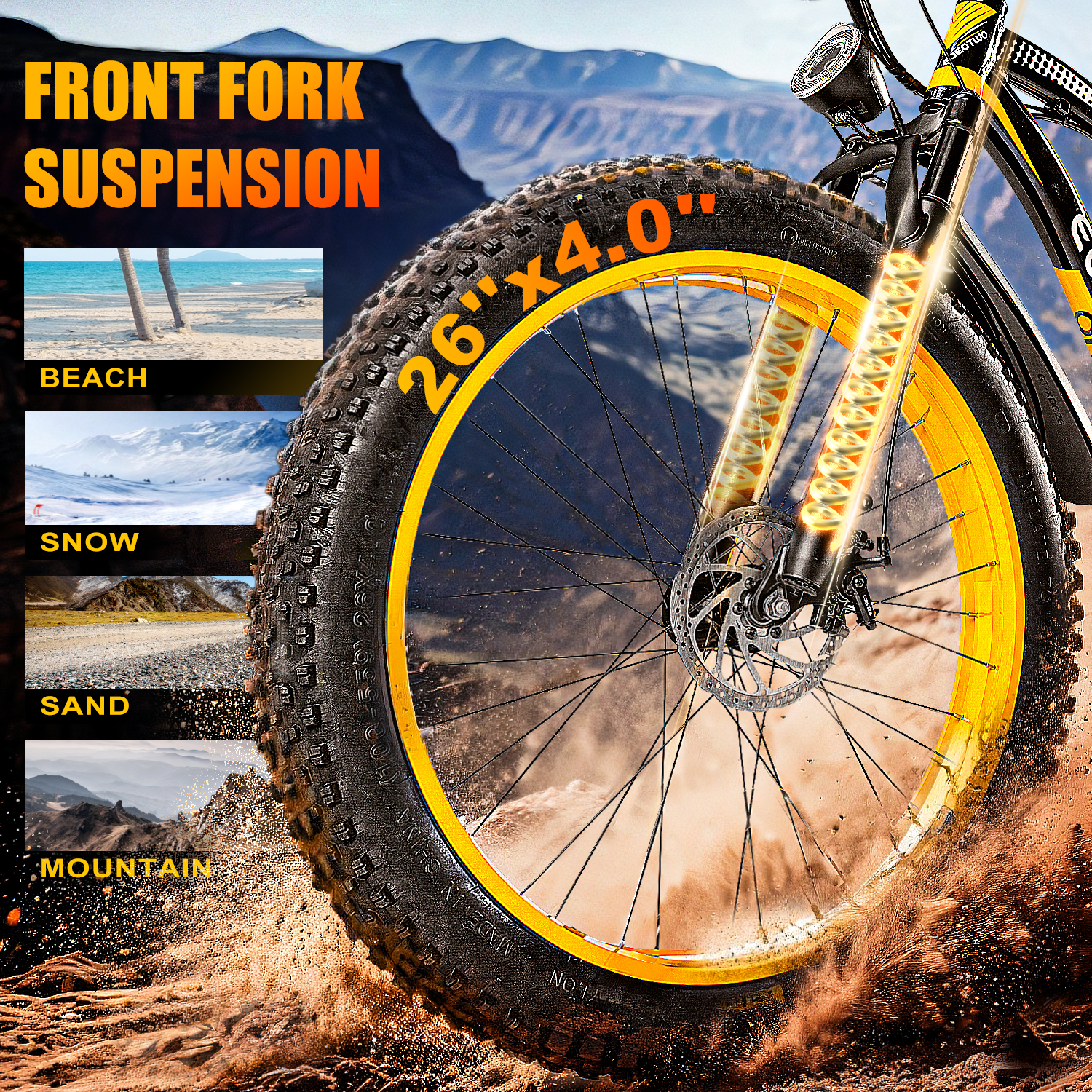 E01  34MPH All-Terrain Electric Bike Yellow
