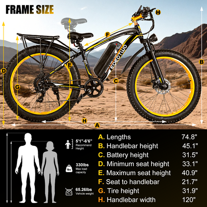 EOEOTWO E01  26" Fat Tire 1000W Electric Bike