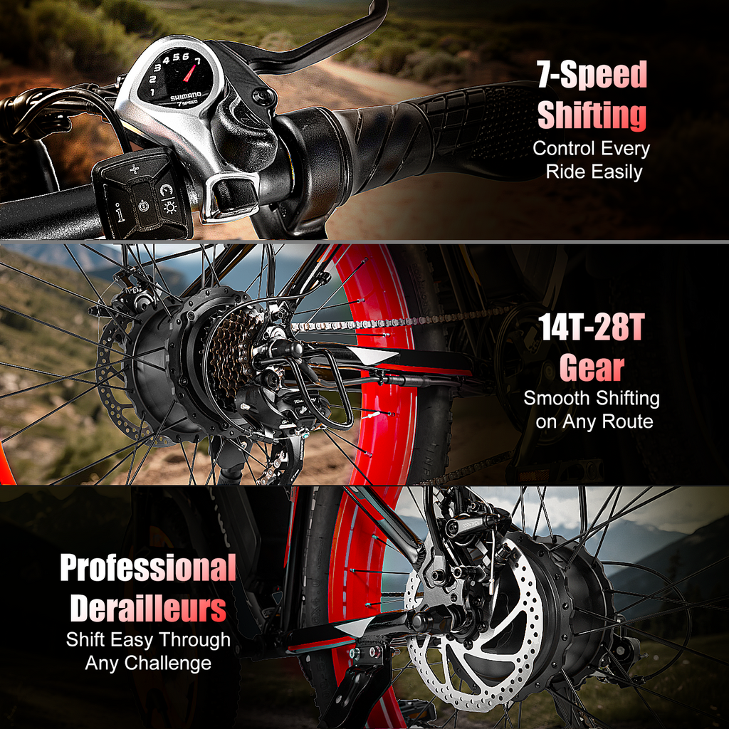 E01 34MPH All-Terrain Electric Bike Red