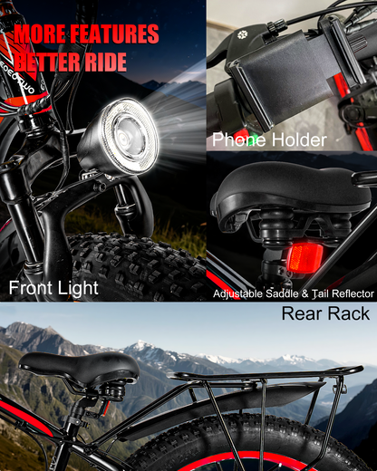 EOEOTWO E01  26" Fat Tire 1000W Electric Bike