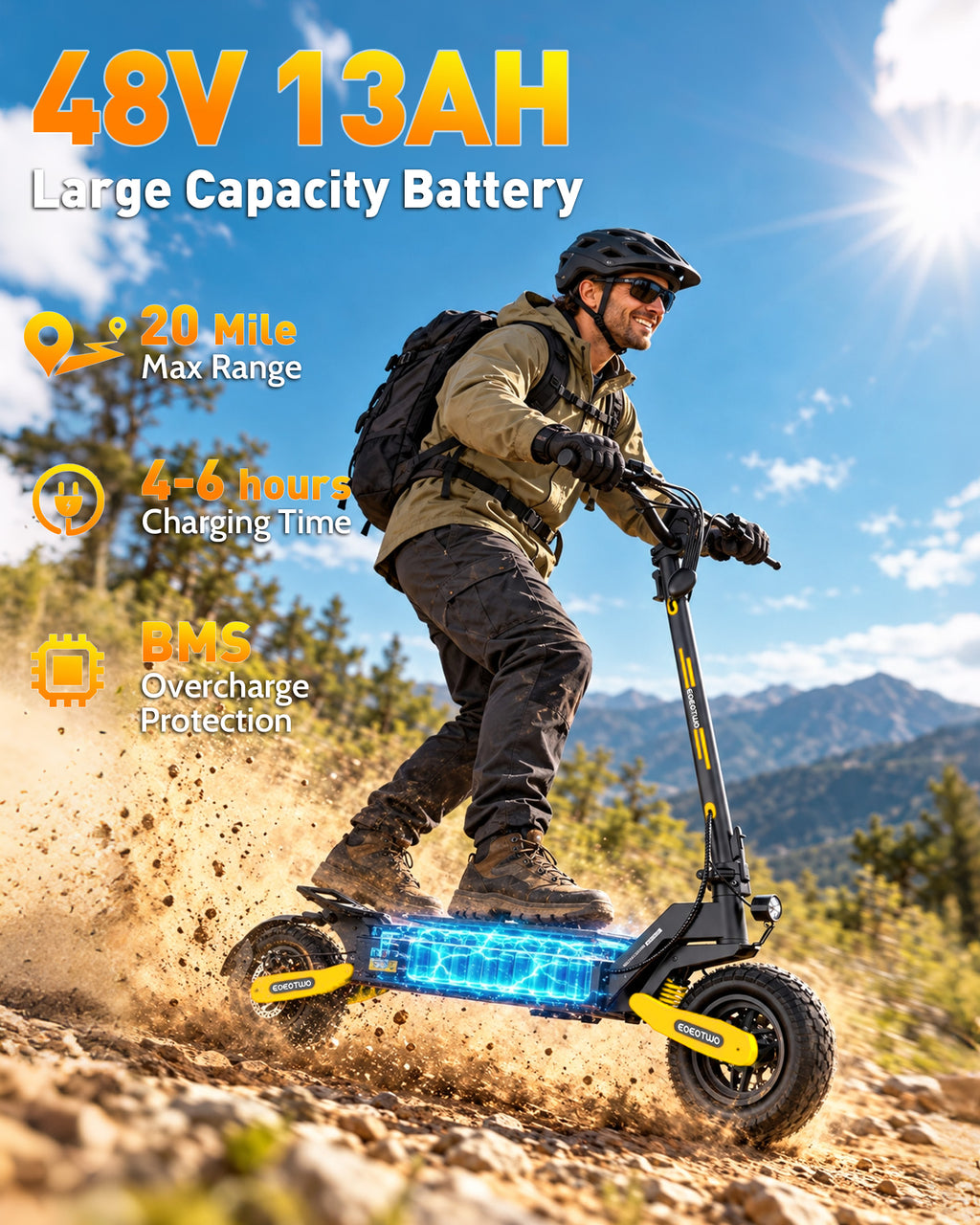 EOEOTWO GT06 624Wh Battery Electric Scooter Yellow