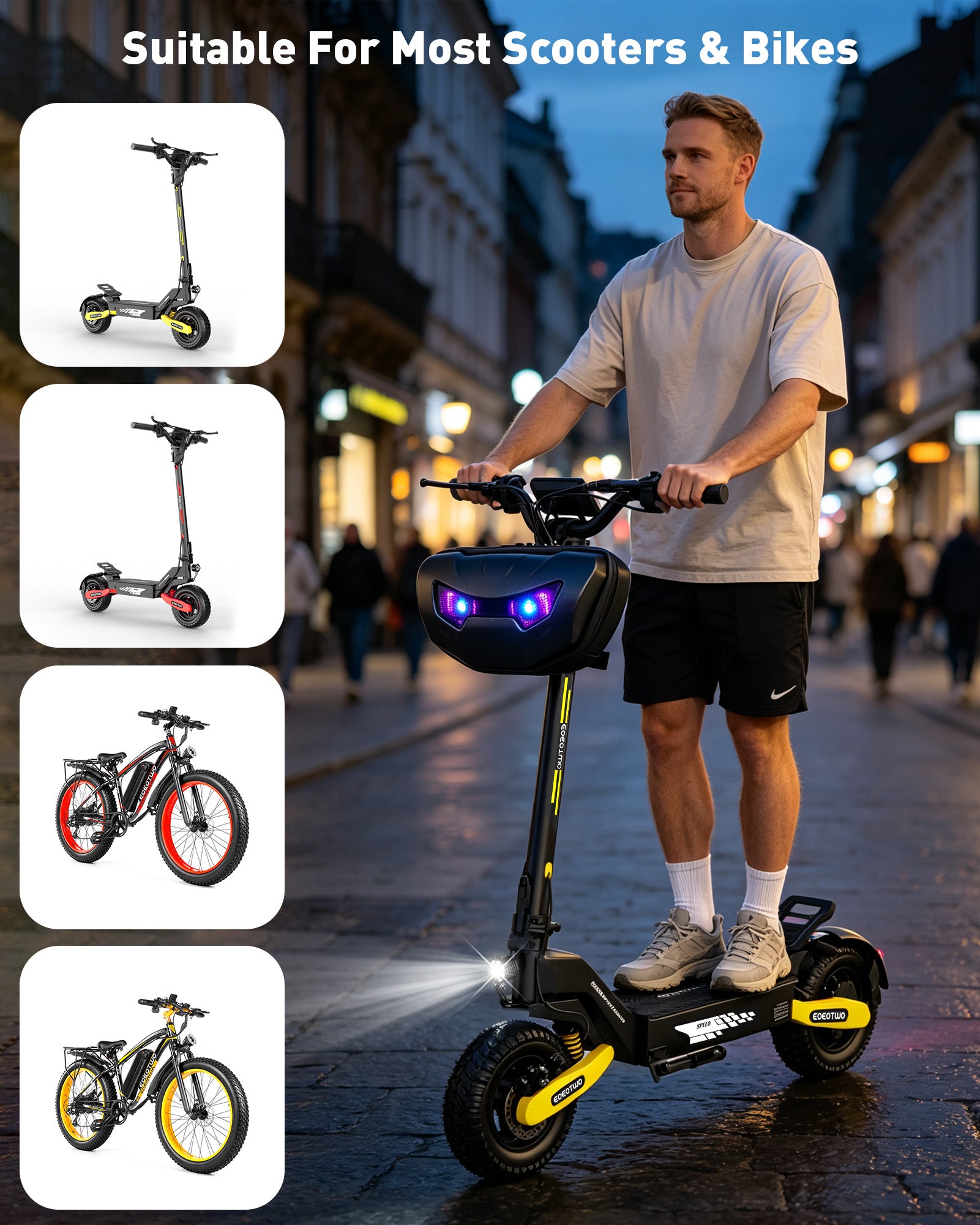 Electric Scooter Bag Bluetooth App-Controlled Light-Up Screen w/LED Pixel Display