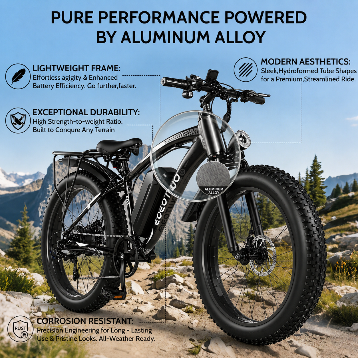 E01  34MPH All-Terrain Electric Bike Black
