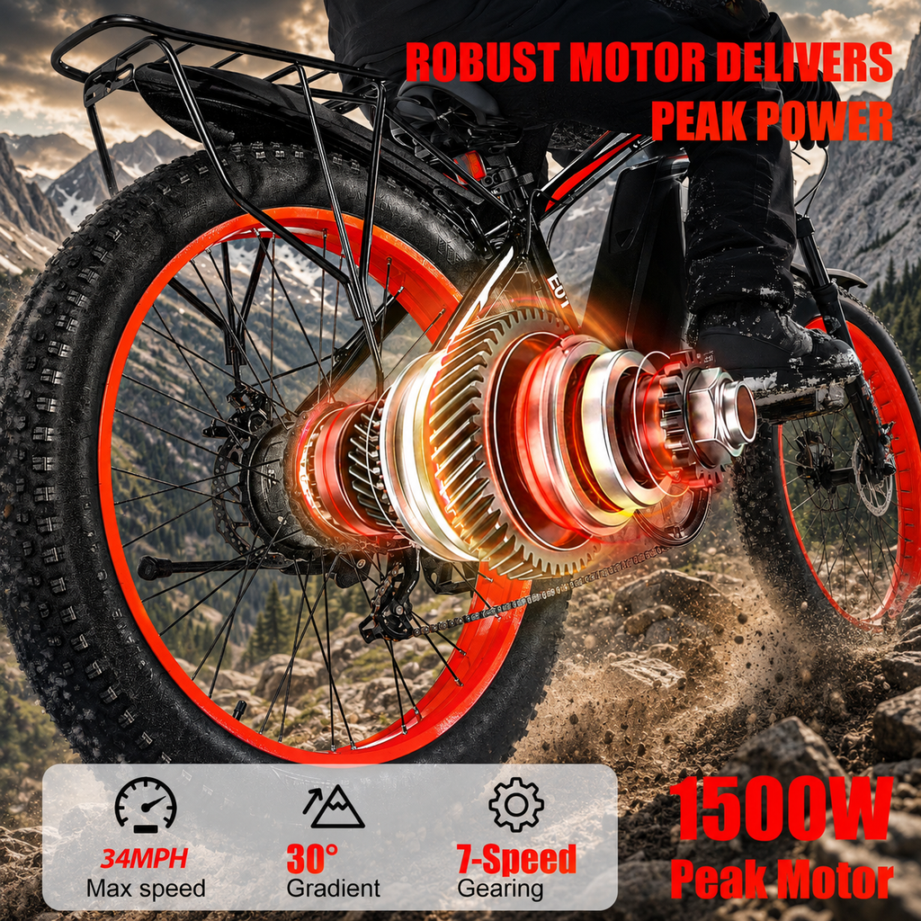 E01 34MPH All-Terrain Electric Bike Red