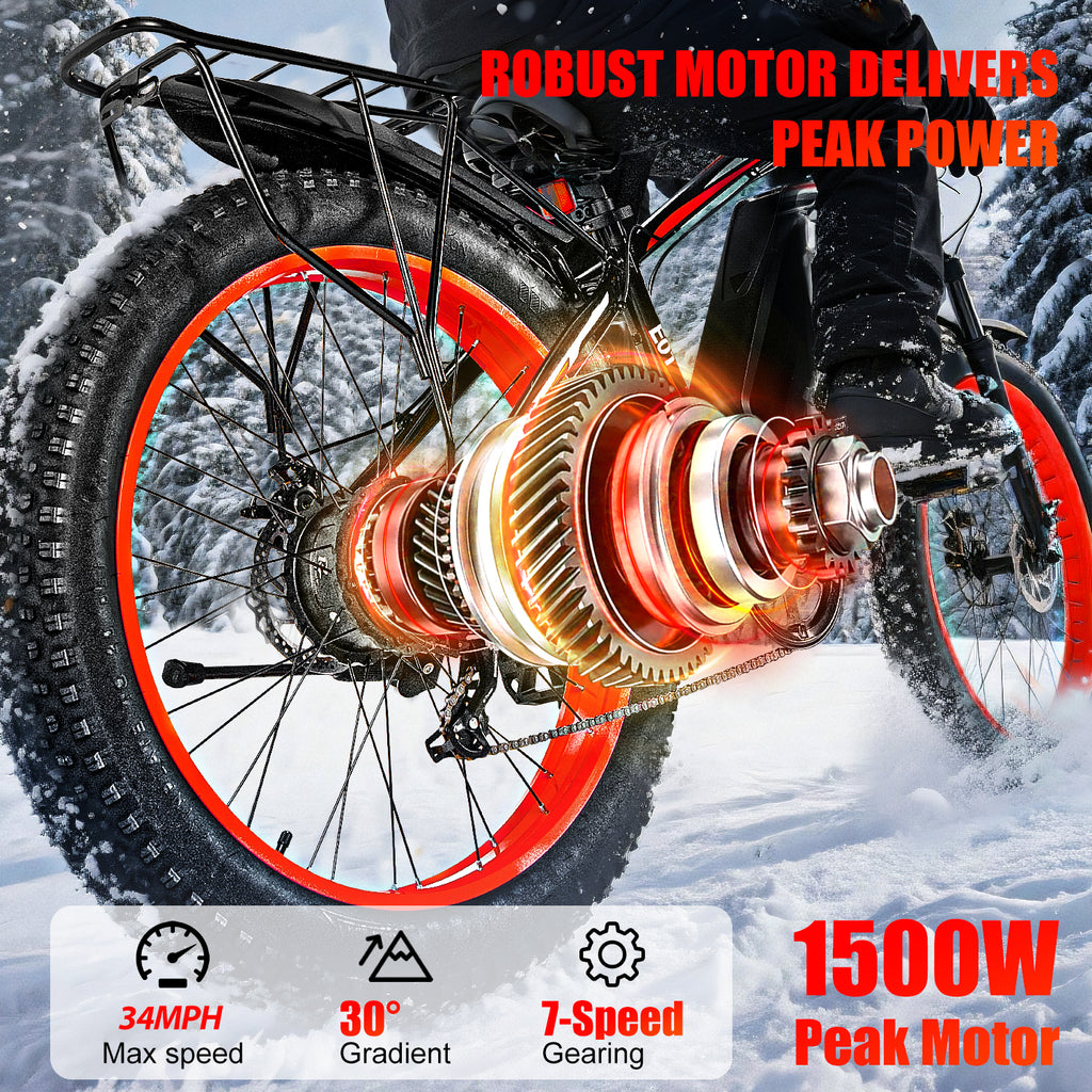 EOEOTWO E01  26" Fat Tire 1500W Electric Bike