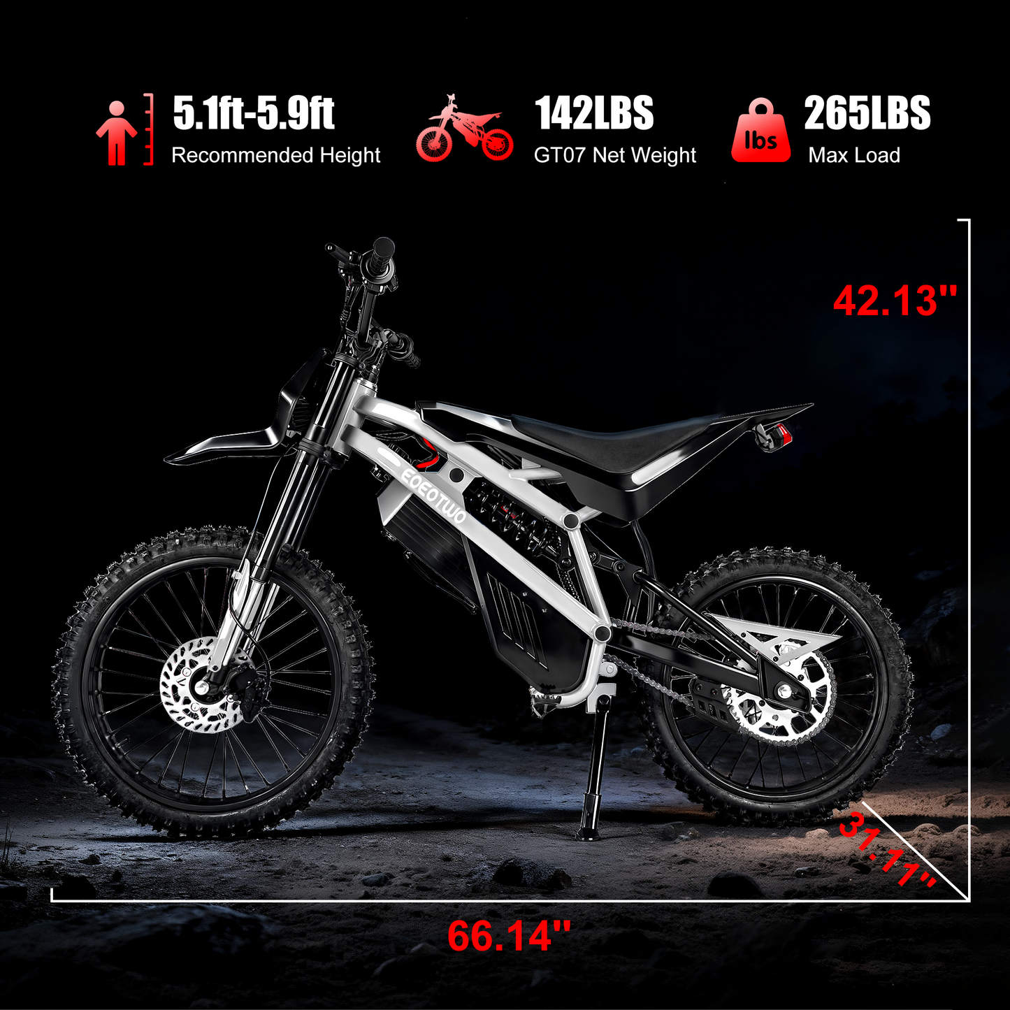 GT07 Electric Dirt Bike–60V 35AH 50Mile