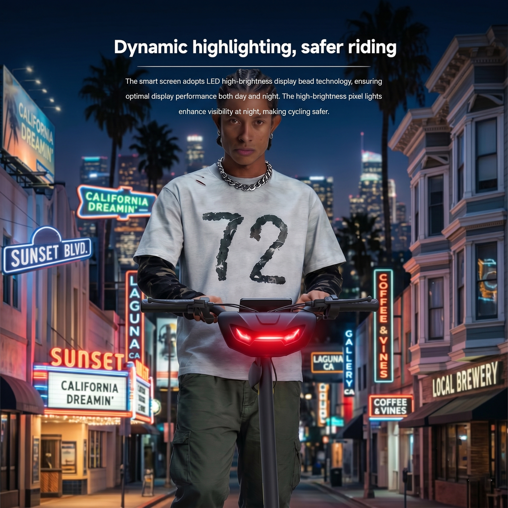 Electric Scooter Bag Bluetooth App-Controlled Light-Up Screen w/LED Pixel Display
