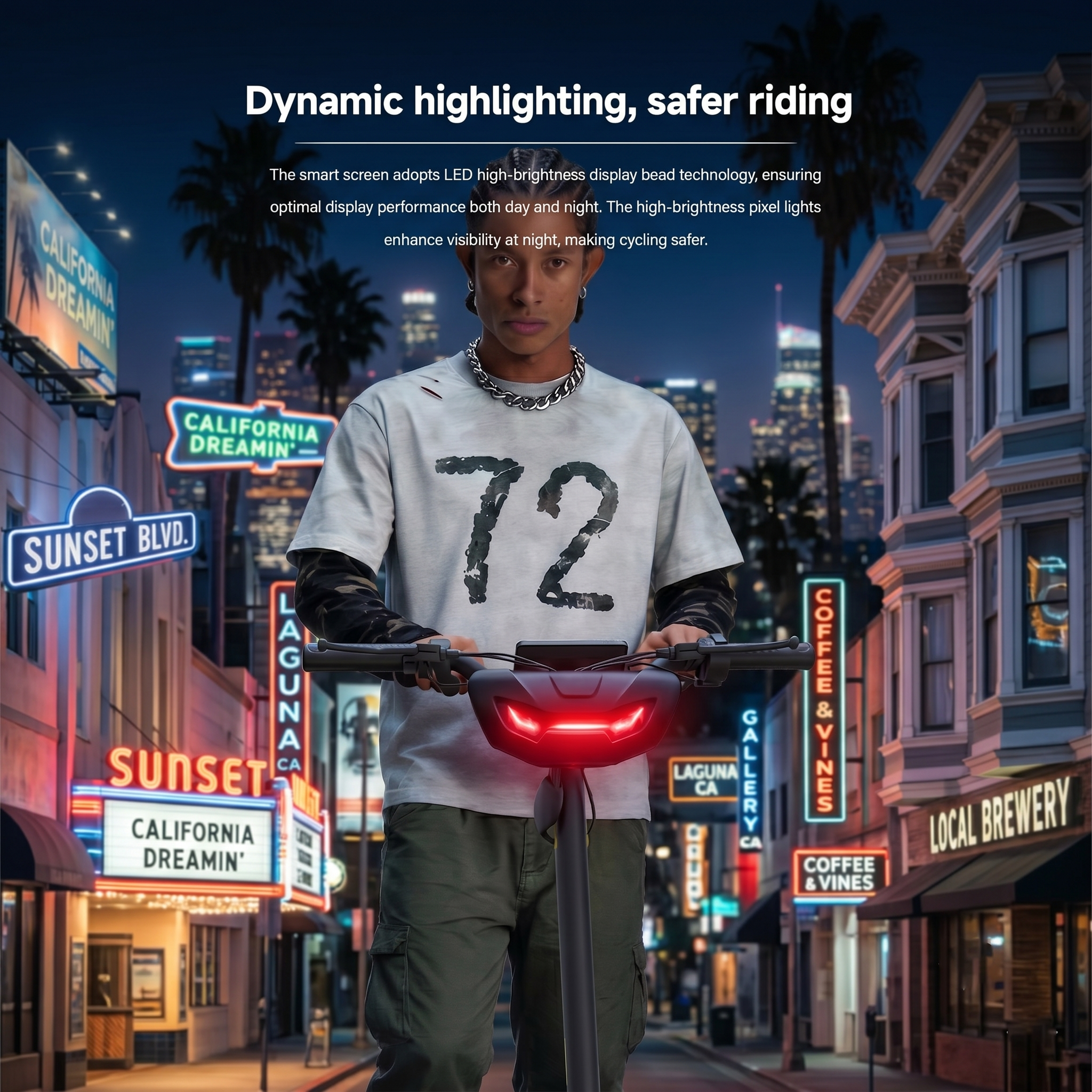 Electric Scooter Bag Bluetooth App-Controlled Light-Up Screen w/LED Pixel Display